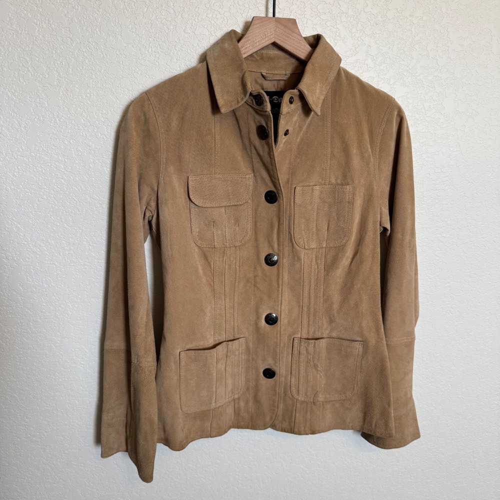 Vintage Y2K Western Indie BB Dakota Leather Suede Jacket Medium Tan Brown